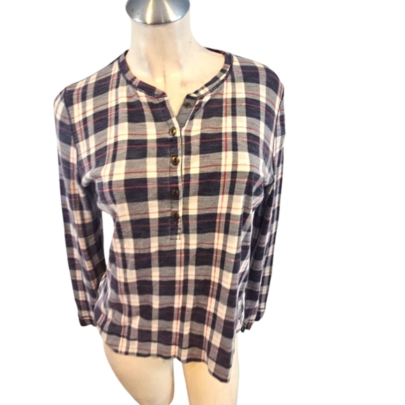 Ralph Lauren Tops - 3/$25 Ralph Lauren Size L Navy and White Plaid Henley Top Shirt